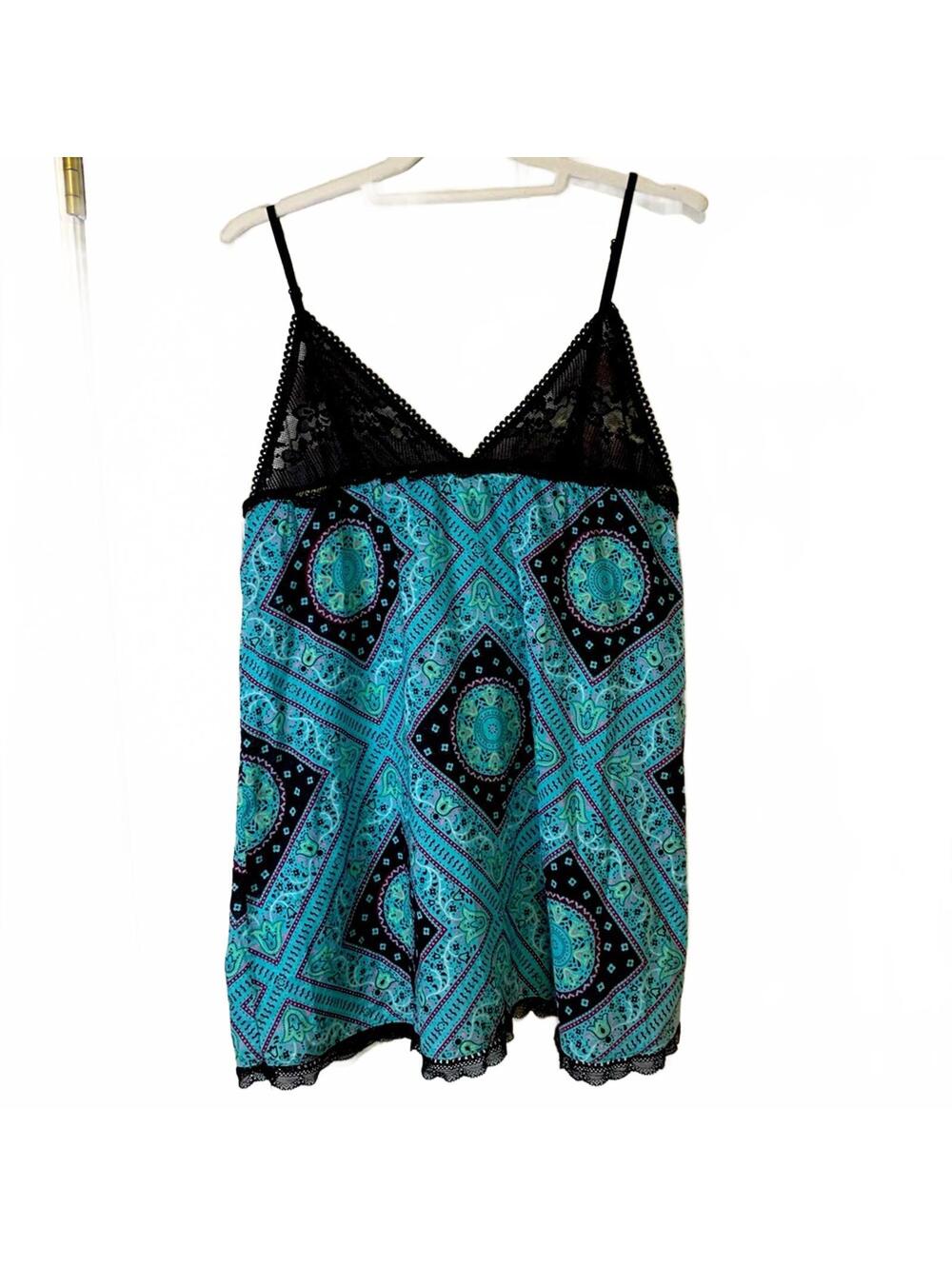 Free People Lace and Cotton Boho Festival Bandana Mandala Tank Top | Size Large